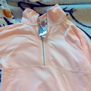 NWT VS PINK Coral Reverse-Fleece Quarter-Zip